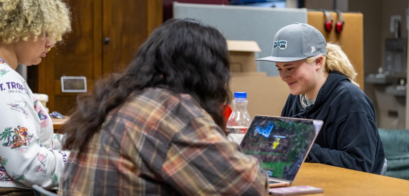 Students using computers